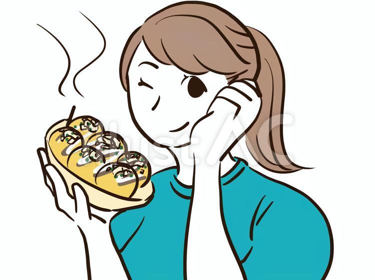 たこ焼きを食べる女性 たこ焼き,たこ,食べるのイラスト素材