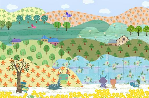 Spring Wildflowers, animal, background, wrapping paper, JPG, PNG and AI