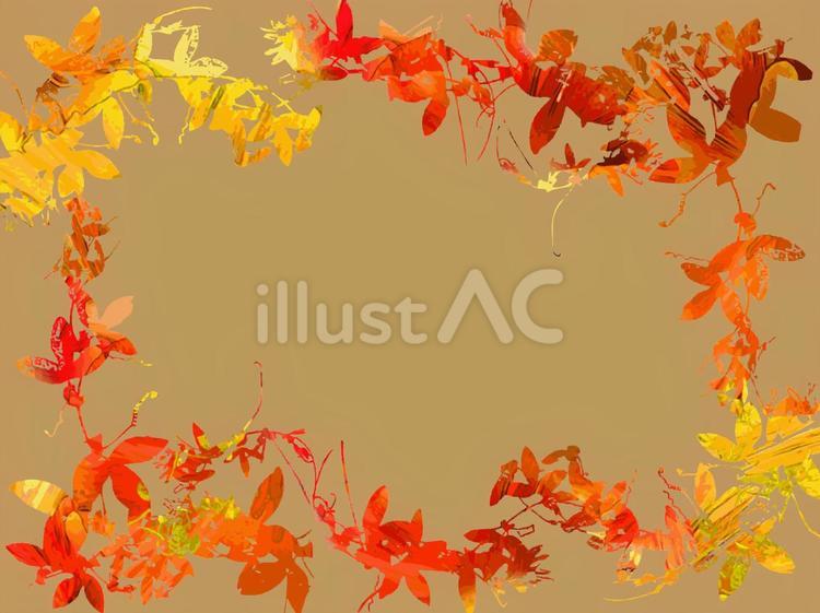 秋色のクレマチスフレーム 紅葉,フレーム,背景色のイラスト素材