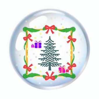 クリスマスのスノードームのアイコン素材 スノードーム,クリスマス,アイコン,クリスマスツリー,モミの木,プレゼント,リボン,ワンポイント,アクセント,オブジェのイラスト素材