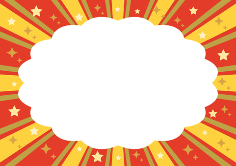 星の黄色集中線フレーム_赤背景 集中線,背景,黄,赤,星,キラキラ,輝き,放射,放射状,効果線のイラスト素材