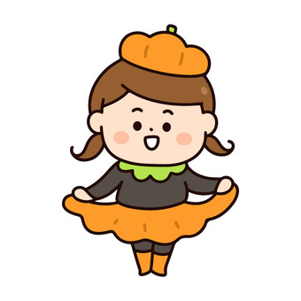 カボチャの仮装をする女の子