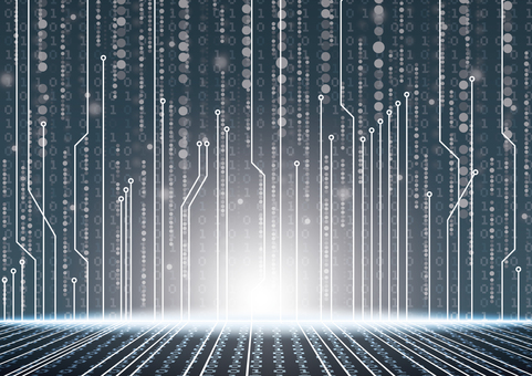 電子回路の空間のテクノロジー系背景素材 デジタル,サイバー,テクノロジー,電子回路,空間,数字,マトリックス,光,スタイリッシュ,背景のイラスト素材