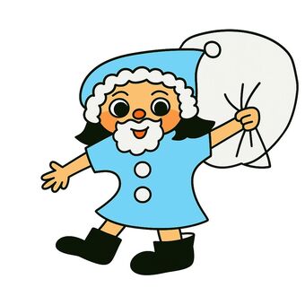 サンタクロース　女の子　カラフル　水色 クリスマス,かわいい,ゆるい,萌え,ファンシー,オリジナルキャラ,ゆるキャラ,プレゼントのイラスト素材