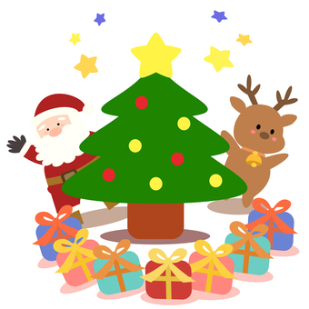 クリスマスのかわいいイラスト トナカイ,サンタ,サンタさん,サンタクロース,人物,クリスマス,かわいい,12月,冬,おしゃれのイラスト素材