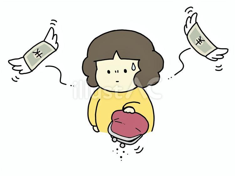 散財して金欠になった人（汗） 金欠,散財,貧乏のイラスト素材