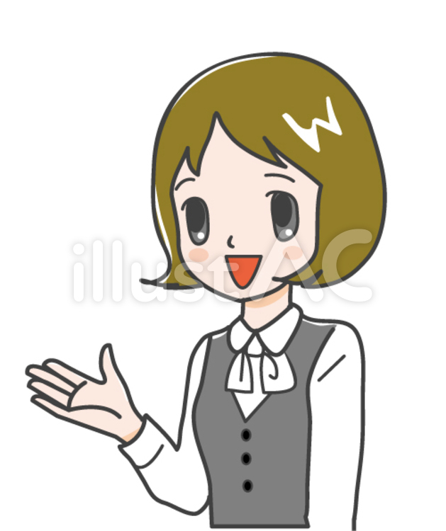 ご案内（銀行）女性 チラシ,ご案内,銀行員のイラスト素材