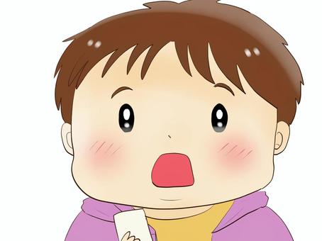 メモを見ながらうわあという顔の男性 男性,驚く,メモ,赤面,子供のイラスト素材