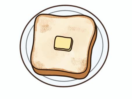 こんがりと焼けたバター乗せトースト　 シンプル,トースト,朝食,手描き,食パン,素材,バター,イラスト,フリー,挿絵のイラスト素材