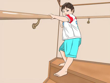 階段を降りる男の子 階段,子ども,男の子,人物,生活,イラストのイラスト素材