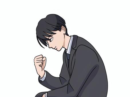 目標達成　ガッツポーズするスーツ姿の男性 ガッツポーズ,成功,目標達成,スーツ,男性,ビジネス,自信,やる気,決めポーズ,喜びのイラスト素材