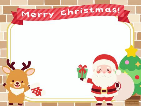 レンガとサンタの背景 ツリー,トナカイ,サンタ,クリスマス,背景,見出し,フレーム,飾り枠,飾り,装飾のイラスト素材