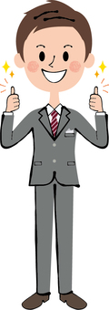 Both hands Good suit Gray whole body, , JPG, PNG and AI