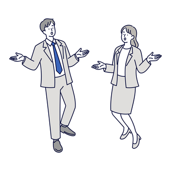 説明している男女ビジネス会話 ビジネス,説明,会話,ディスカッション,打ち合わせ,社会人,スーツ,男女,人物,会社員のイラスト素材