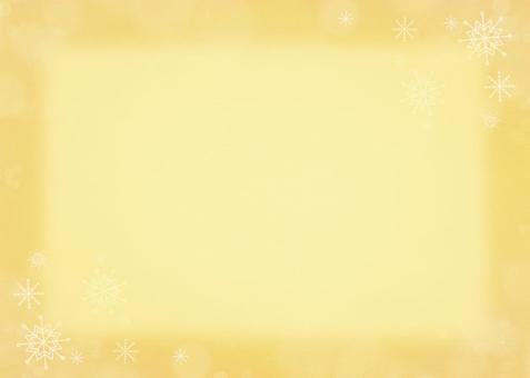 やさしい冬の金色背景と雪の結晶フレーム3 金背景,ゴールド,金色,黄色,結晶,光,キラキラ,ボケ,背景素材,素材のイラスト素材