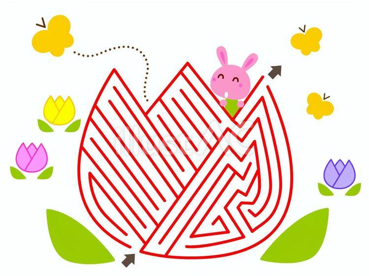 ちゅうりっぷの迷路 迷路,ちゅうりっぷ,可愛いのイラスト素材