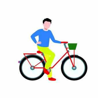 自転車 030 自転車,シティバイク,男性,人物,通勤,移動,交通手段,ベクター,イラスト,健康のイラスト素材