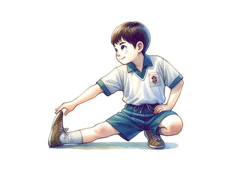 Boy stretching ②, , JPG, PNG and AI