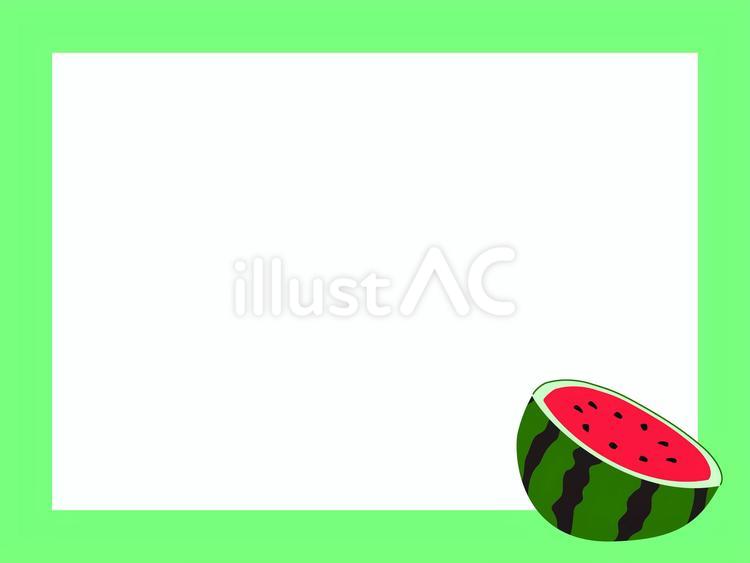 すいか半分　フレーム　白背景 すいか,夏,フレームのイラスト素材