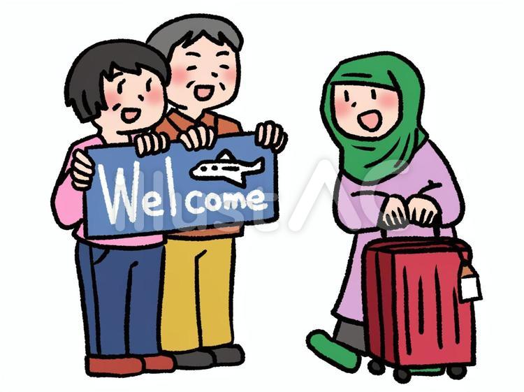 空港で留学生をお出迎え 空港,留学生,外国人のイラスト素材