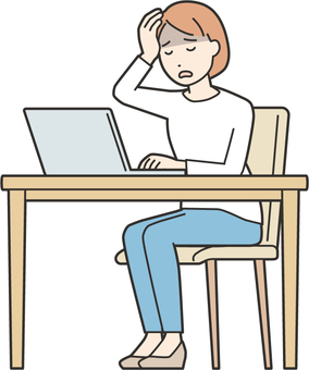 Illustration, housewife, female, computer, 