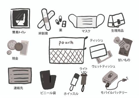 防災ポーチ 防災,ポーチ,セット,線画,生活のイラスト素材