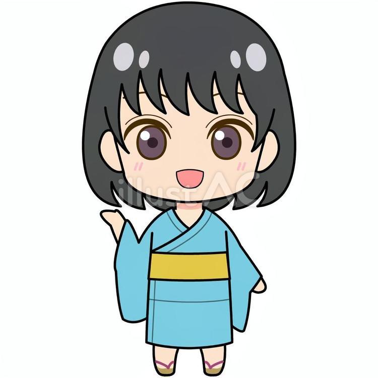 浴衣を着た女性 女性,女の子,浴衣のイラスト素材
