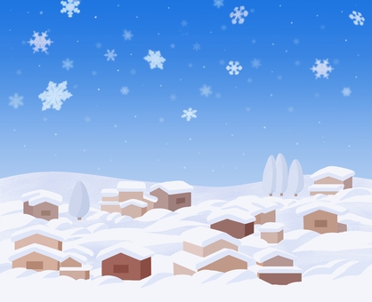 雪の降る風景と家 雪の降る風景と家 雪,家,降る,青空,結晶,村のイラスト素材