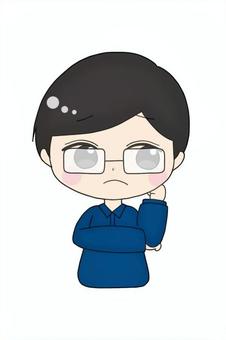 考える男性のイラスト 男性,学生,考える,悩む,思い出すのイラスト素材
