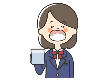 うがいをする女子学生 女の子,高校生,中学生,うがい,喉,清潔,対策,予防,感染,感染症のイラスト素材