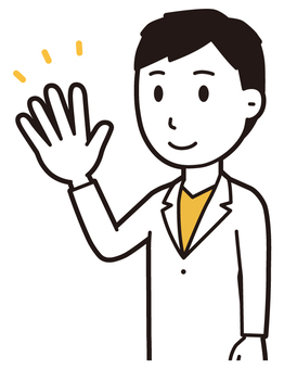 男性医師白衣(黄)-143-バスト 数字,医者,医師,男性,白衣,スクラブ,病院,医療,ドクターコート,先生のイラスト素材