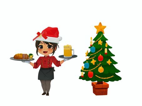 クリスマスパーティー生ビールサンタガール クリスマス,サンタ,サンタクロース,サンタガール,パーティー,クリスマスパーティ,クリスマスツリー,ツリー,ビール,パーティのイラスト素材