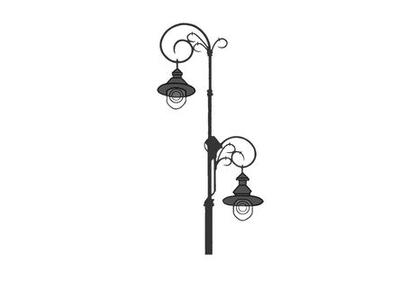 夜の街を照らす西洋風のお洒落な街灯 街灯,明かり,照らす,レトロ,街角,光る,ライト,電球,お洒落,市街地のイラスト素材