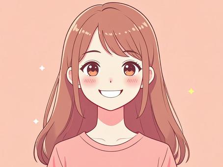 アニメ・漫画風の笑顔の女の子のイラスト