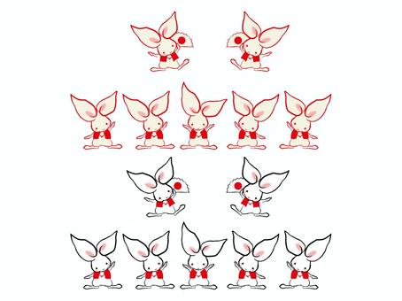 ちゃんちゃんこを着たうさぎのイラスト ちゃんちゃんこを着たうさぎのイラスト うさぎ,赤,ちゃんちゃんこのイラスト素材