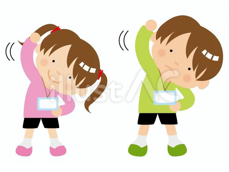 体操する男の子と女の子／タイプI／uta 体操,ラジオ体操,男の子のイラスト素材
