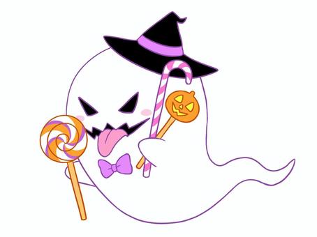 キャンディを舐めるハロウィンのお化け