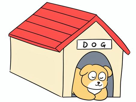 犬小屋で寝る犬のイラスト 犬,犬小屋,動物,生き物,いぬ,ペット,寝る,イヌ,アニマル,哺乳類のイラスト素材