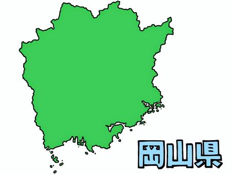 少しゆるい岡山県地図 書き文字 少しゆるい岡山県地図 書き文字 岡山県,岡山,地図,中国地方,ゆるい,手描き,日本地図,線画,緑,日本のイラスト素材