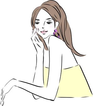 Illustration, female, cheek, a smile, 