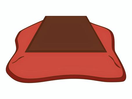 赤いこたつのシンプルなイラスト こたつ,赤,手描き,冬,温かい,ぬくもり,暖房,茶色,寒い,挿絵のイラスト素材