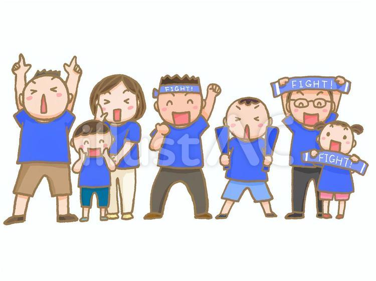 青組を応援している人々 応援,がんばれ,応援団のイラスト素材