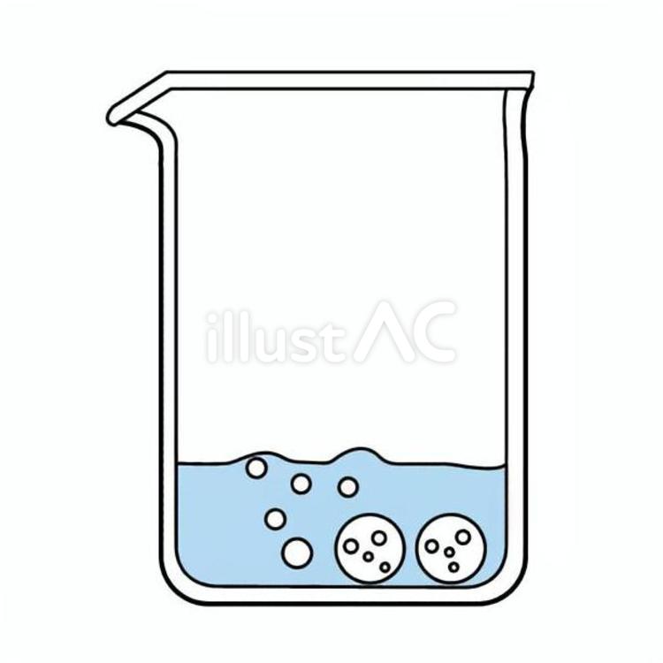 泡が出ている ビーカー,水,沸騰石のイラスト素材
