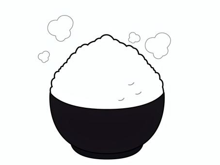 シンプルなご飯のイラスト2（湯気あり） ごはん,お米,湯気,食べ物,シンプル,黒のイラスト素材