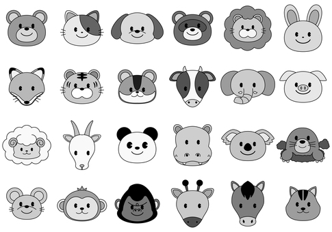 レトロカートゥーン調の動物キャラクター レトロ,カートゥーン,動物,キャラクター,クマ,ネコ,犬,タヌキ,ライオン,うさぎのイラスト素材