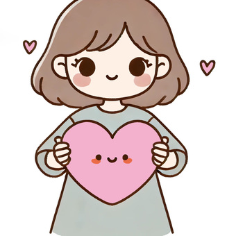 ハートを持つ女の子 ハートを持つ女の子 ハート,女の子,女性のイラスト素材