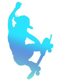 スポーツ　スケートボード　シルエット　虹 スポーツ,運動,スケートボード,スケボー,ストリート,シルエット,シンプル,素材,人物のイラスト素材