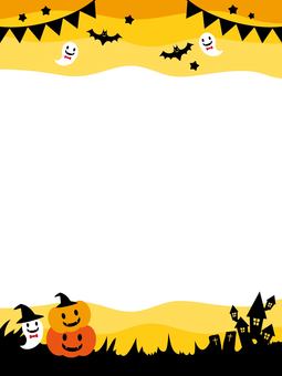 ハロウィンのフレーム・フラット_縦 ハロウィン,かぼちゃ,フレーム,枠,背景,壁紙,こうもり,星,行事,家のイラスト素材