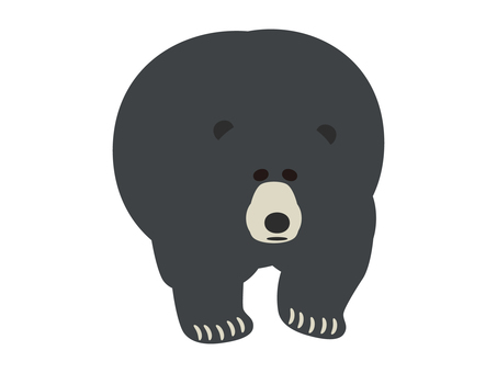 黒い熊のイラスト素材4 熊,くま,正面,危険,野生,動物,爪,大きい,黒,ツキノワグマのイラスト素材