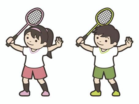 バドミントン部 スポーツ,バドミントン,バドミントンラケット,生徒,中高生,中学生,クラブ活動,部活動,練習,男子のイラスト素材